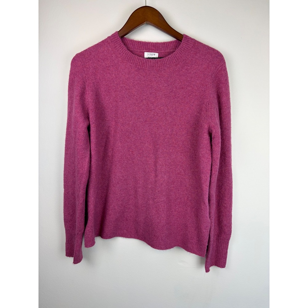 J Crew Extra Soft Crewneck Sweater Medium Pink Purple BU223 Wool Blend Cozy